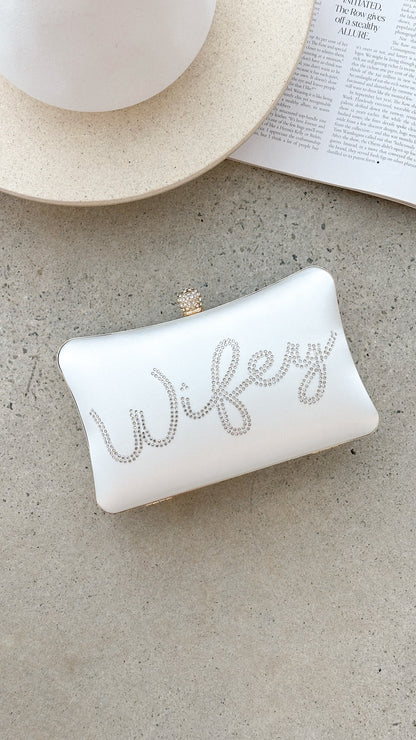 Wifey Satin Clutch - Gold