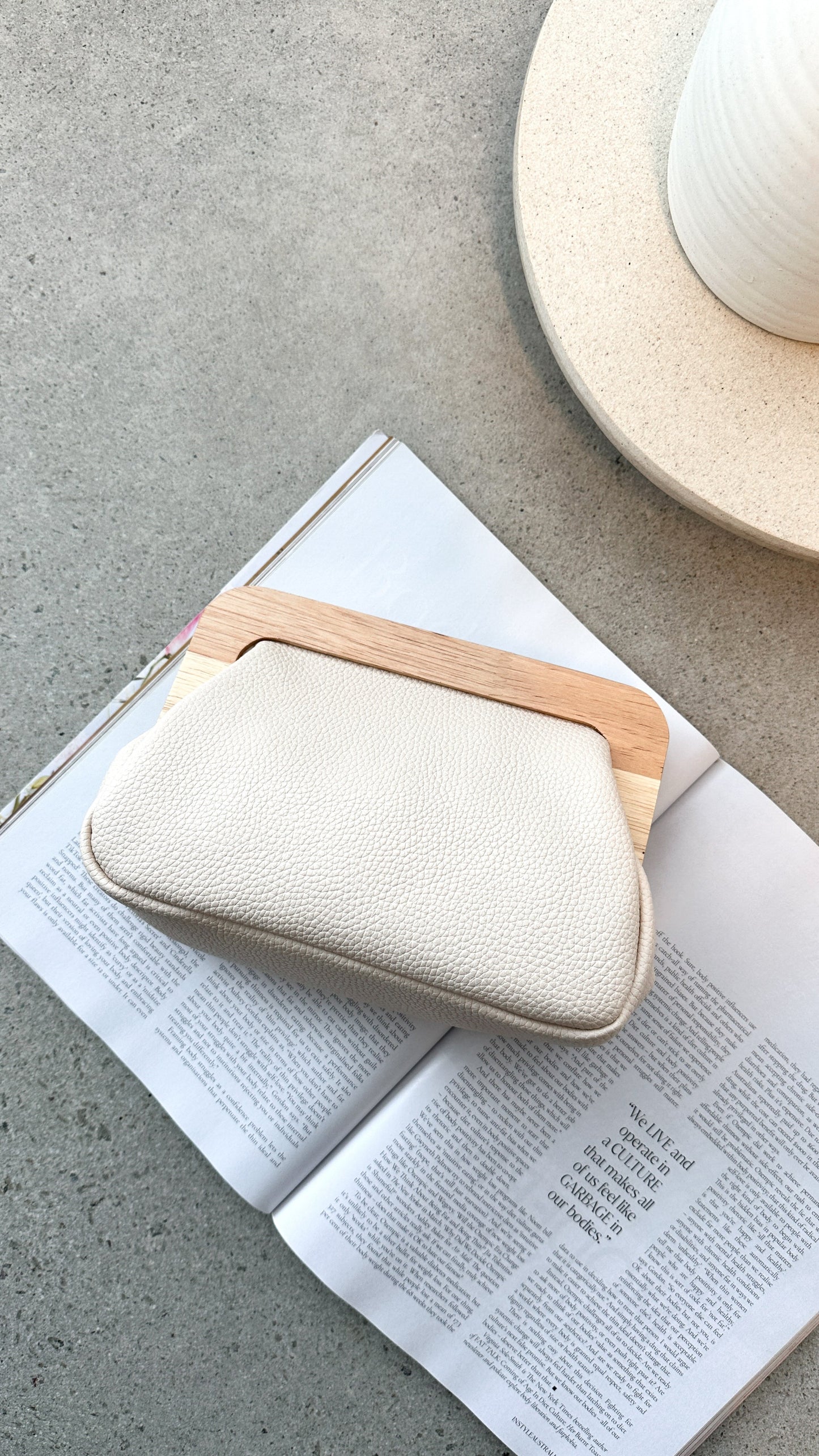 Kimmi Timber Frame Clutch - Nude