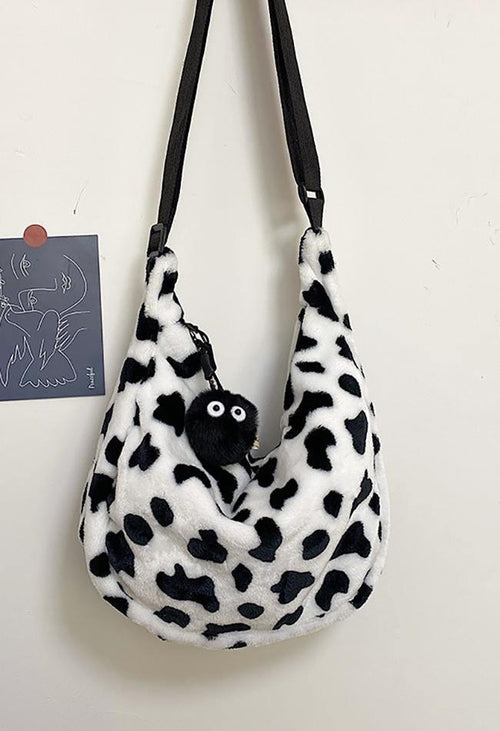 Fuzzy Leopard Print Shoulder Bag