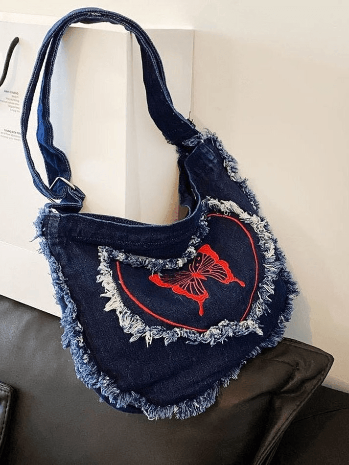 Y2k butterfly print tannin bag