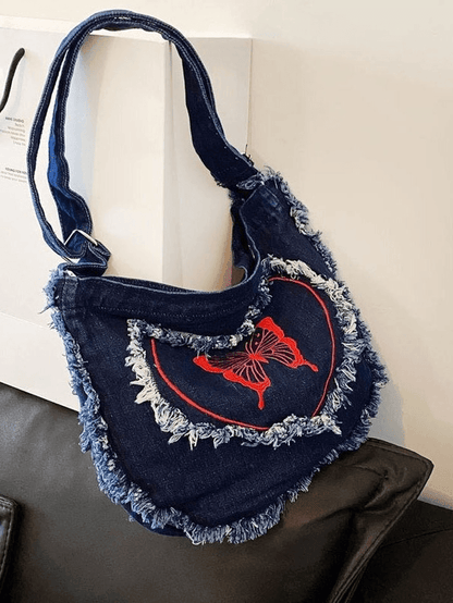 Y2k butterfly print tannin bag
