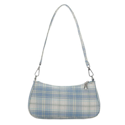 Soft Girl Plaid Baguette Bag