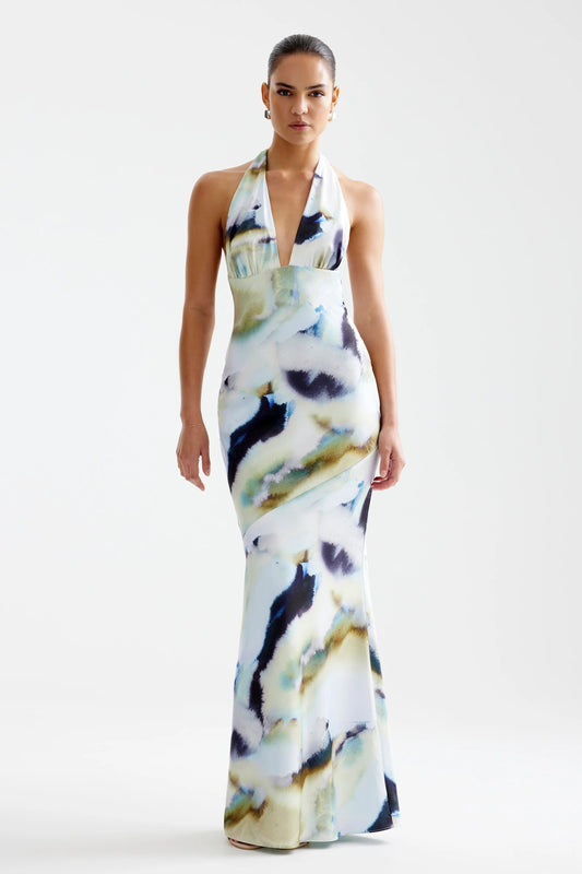Novia Dress - Blue Mineral Print