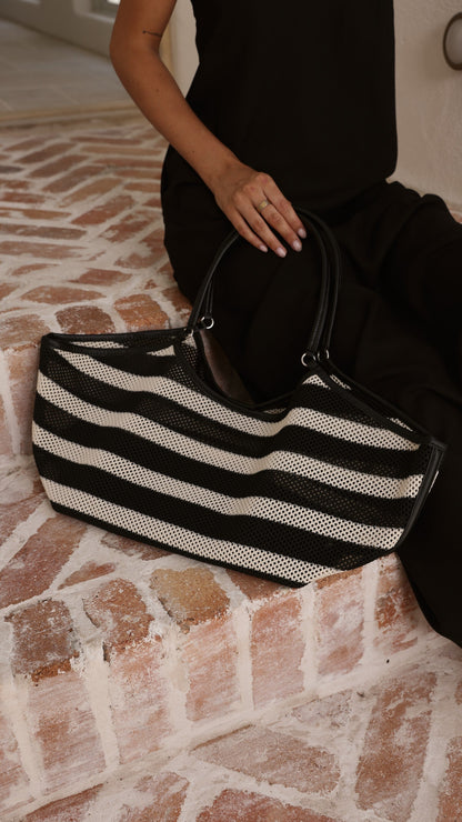 Sporty Weave Tote - Black/Natural